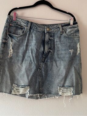 H&M Distressed Denim Mini Skirt